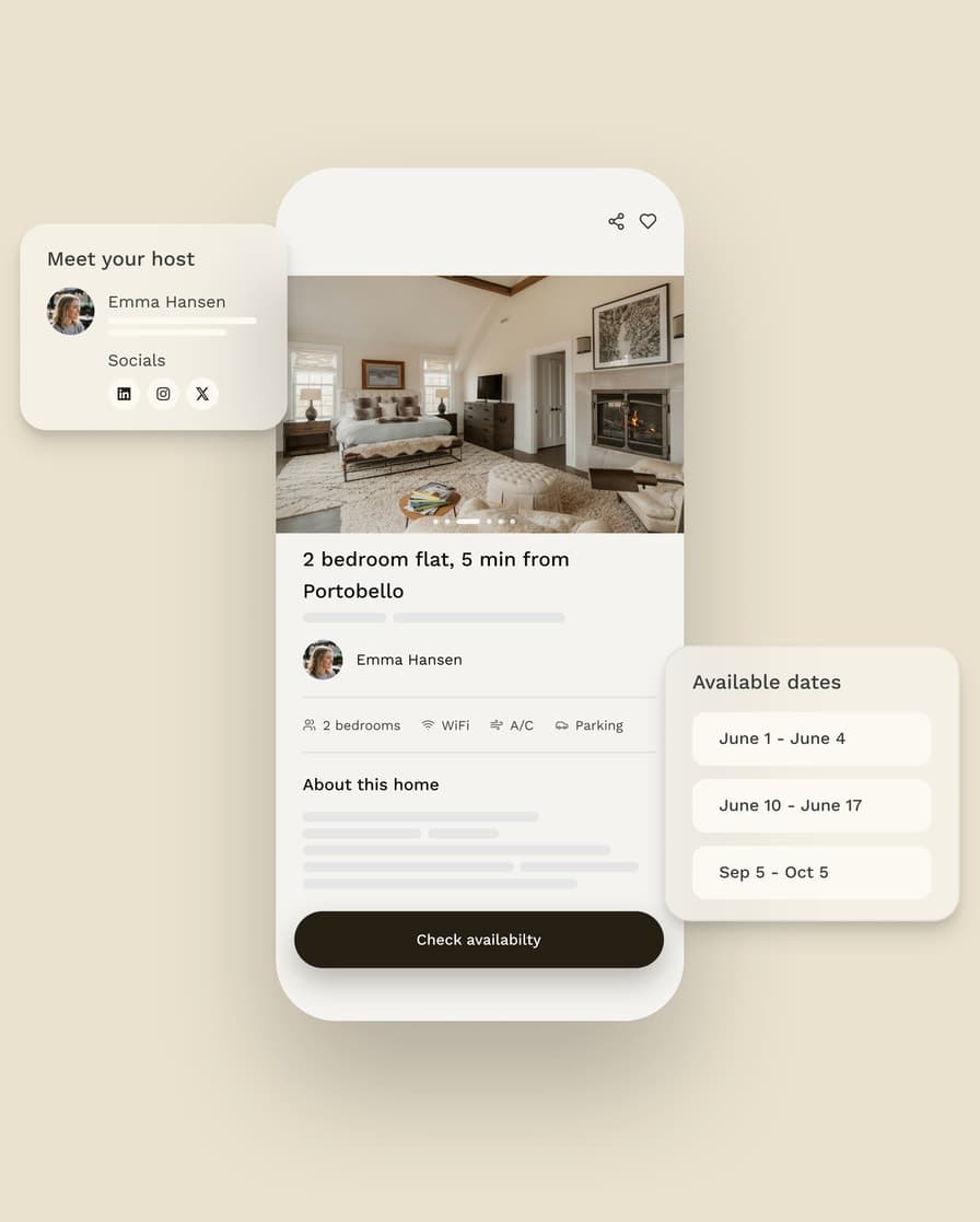 Listing preview with host profile and available dates