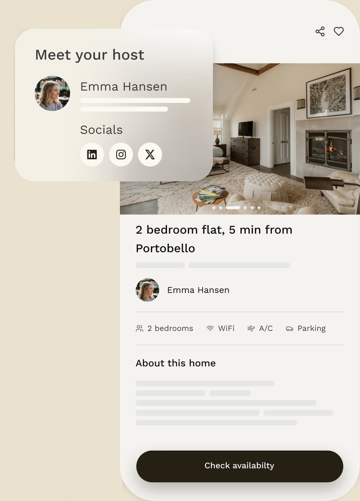 Listing preview with host profile card