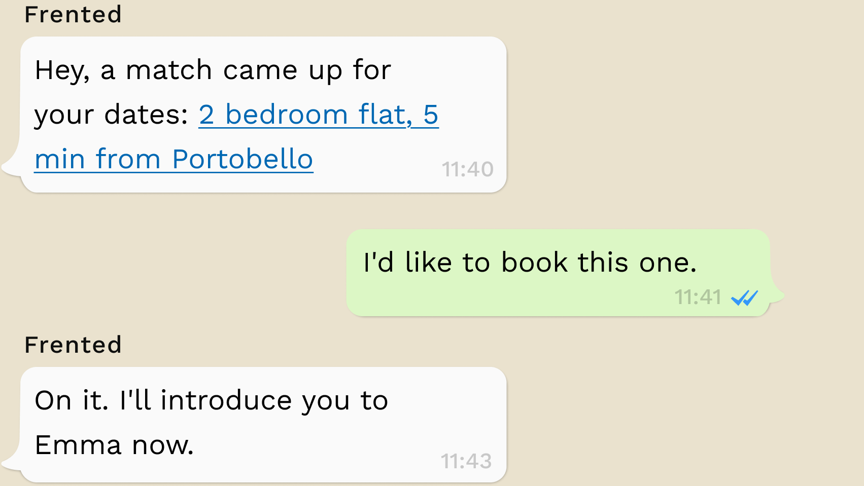 Example WhatsApp concierge conversation
