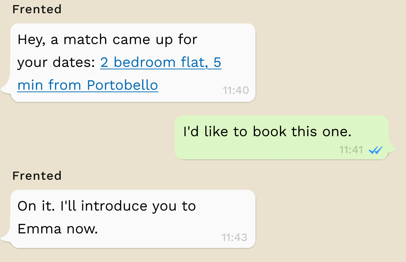 Example WhatsApp concierge conversation